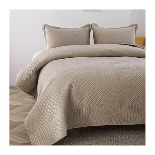 GBHMJU Colcha Boutí Fina Cama 150cm-220x240cm 180cm-240x250cm Franela/Algodón Lavado Extra Suave Cubre Cama Multiusos para Primavera y Verano, 3 Piezas(Light Camel,220x240cm+48x74cm x2)