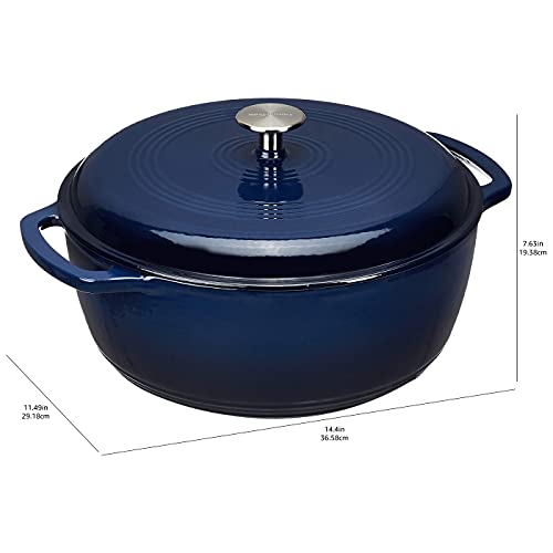 Amazon Basics Enameled Cast Iron Round Dutch Oven with Lid and Dual Handles, Heavy-Duty & Large, 7.3-Quart, Navy - Image 5