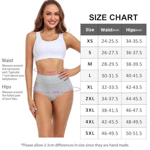 wirarpa Unterhosen Damen Baumwolle Frauen Unterwäsche Hohe Taille Slips Hoher Taillenslip 4er Pack Grau Größe 4XL(60/62) 5