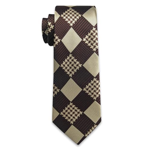Image of YourTies Striped Plaid Ties for Men Silk Formal Necktie Set | 3.15 inch(8cm) Woven Jacquard Mens Ties with Necktie Pocket Square Cufflink Tie Clip Lapel Pin for Wedding Business Party