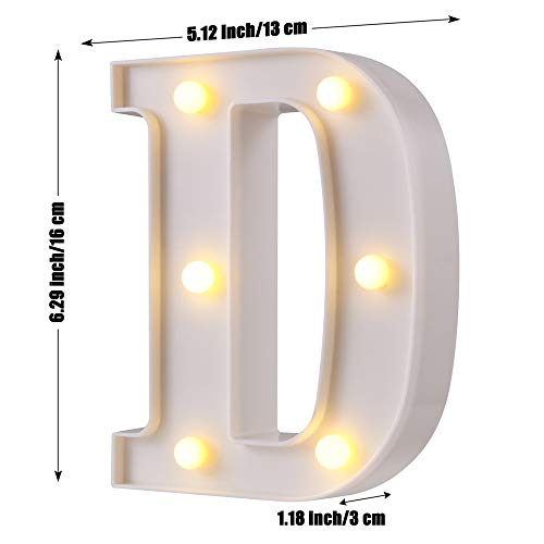 Image of LED Marquee Letter Lights, 26 Alphabet Light Up Letters Sign Perfect for Night Light Wedding Birthday Party Home Bar Decoration Christmas Lamp(White,D)