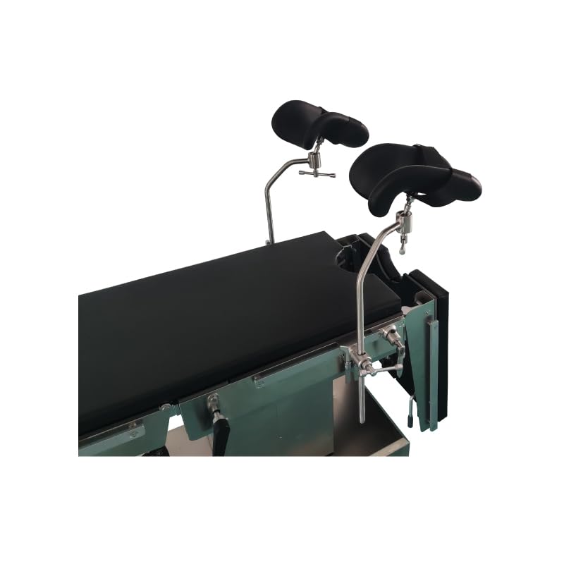 Medical Leg Support System for Surgical Tables, 360° Adjustable, Stainless Steel Frame with Polyurethane Pads, Set of 2