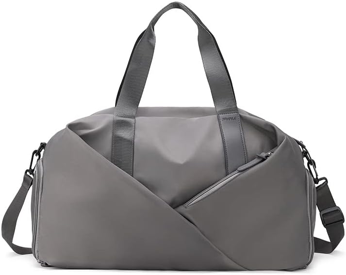 FC22 Sports Gym Bag for Women, Workout Duffel Bag Travel Bags Swim Sports Travel Gym Bag with Dry Wet Pocket and Shoe Compartment Travel bag Yoga Bag (Grey)