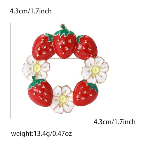 Image of WCRAZYE Red Strawberry Brooch Pin for Women Girls Cute Enamel Fruit Brooches Badges for Clothing Backpacks Bag Fashion Brooches Plant Lapel Pin Accessories Jewelry Gift