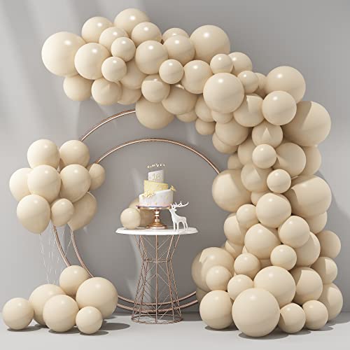 Kit de guirlande d'arche de ballons blancs, tailles mixtes 83 pièces ballons rétro blanc sable, ballons rétro en latex mat pour fête d'anniversaire, ballons à l'hélium blanc nude de mariage Cover