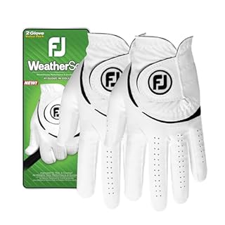 FootJoy Men's WeatherSof 2-Pack Golf Glove, White, Medium/Large, Worn on Left Hand