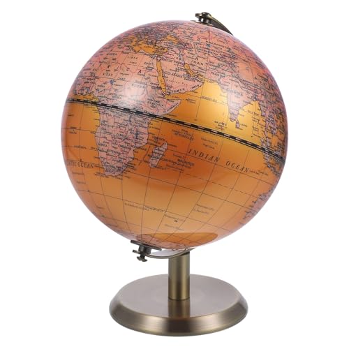 HOODANCOS Globo Terráqueo Decorativo con Base Estable Diseño Europeo Ligero de Lujo Rotativo para Decoración de Escritorio y Enseñanza Geográfica para Hogar y Oficina