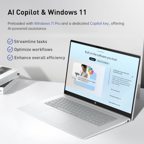 Image of HP OmniBook 3 16 inch 2K IPS Touchscreen Laptop, AMD Ryzen 5 40 CPU, 512GB SSD | Advanced AI Noise Reduction, Numeric Keypad, Microsoft Copilot Key, Webcam w / Shutter, Windows 11 Pro, Black