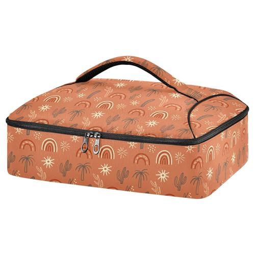 JUMBEAR Casseruola isolata per alberi di cocco e cactus, per cibi caldi o freddi, porta lasagne per feste potluck, picnic, spiaggia, adatta per pirofile da 22,9 x 33 cm