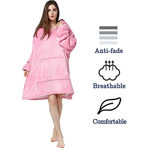 Image of Maharsh Oversized Hoodie Blanket Women Ultra Plush Fleece with Soft Sherpa Reversible Warm Cosy Comfy Wearable Hooded Giant Sweatshirt Throw for Girls Adults Men Boys Kids Big Pocket