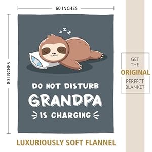 Funny Grandpa Birthday Gifts, Grandpa is Charging Sloth Blanket 60"x80", Gifts for Grandpas from Grandkids, Grandpas Present for Fathers Day Christmas, Soft Throws Blanket for Grandfather Funny Grandpa Birthday Gifts Grandpa is Charging Sloth Blanket 60×80 Gifts for Grandpas from Grandkids Grandpas Present for Fathers Day Christmas Soft Throws Blanket for Grandfather