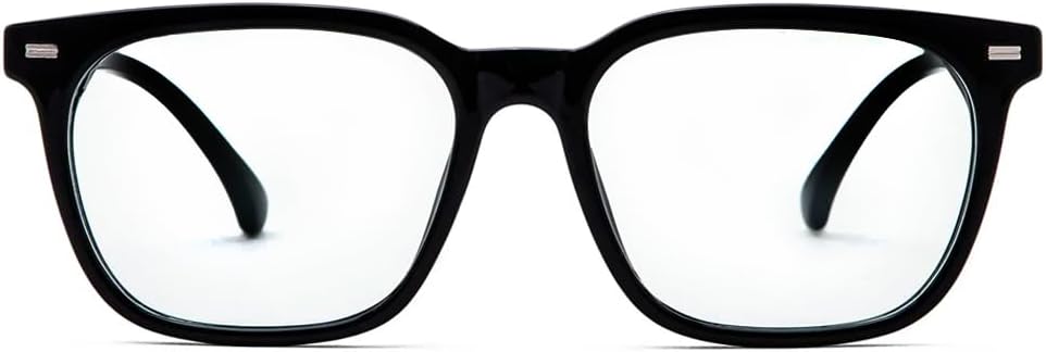 Intellilens Square Blue Cut Computer Glasses for Eye Protection | Zero Power, Anti Glare & Blue Light Blocking Glasses | UV Protection Eye Glass for Men & Women (Black) (54-17-140), Black, M