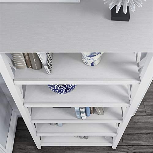 Bush Furniture Key West Tall 5 Shelf Bookcase, Pure White Oak #TOP4