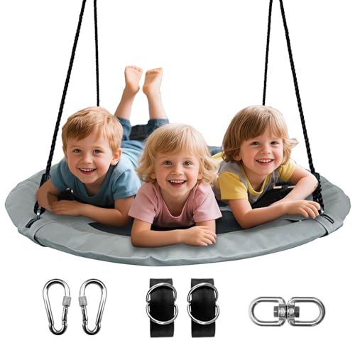 Sheyaoge Nestschaukel Tellerschaukel Hängeschaukel Rundschaukel 100cm Schaukel, mit Kissen Höhenverstellbare Schaukel Outdoor & Indoor für Kinder und Erwachsene -bis 150kg belastbar (Hellgrau) Sheyaoge Nestschaukel Tellerschaukel Hängeschaukel Rundschaukel 100cm Schaukel, mit Kissen Höhenverstellbare Schaukel Outdoor & Indoor für Kinder und Erwachsene -bis 150kg belastbar (Hellgrau)