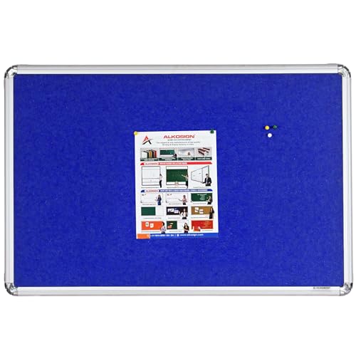 Image of ALKOSIGN Astra Felt Notice Board -Blue (3 x 4 Feet) |Bulletin Board, Pin-up Board, Display Board, Push pins Board, Announcement Board, Soft Message Board, for School, College, Office, Study Room etc
