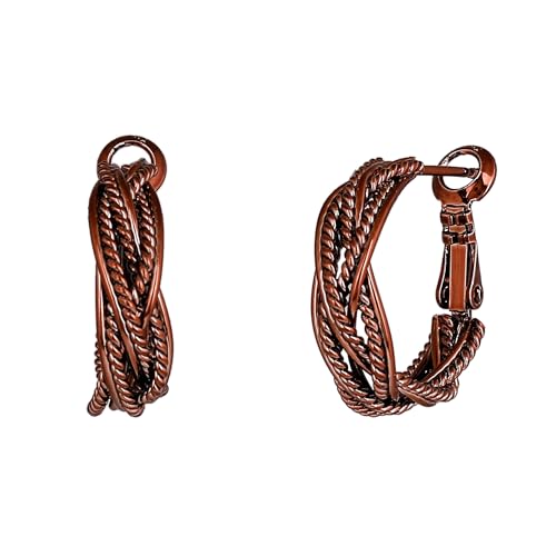 Estele Chocolate Brown Plated InterTwine Designer Metallic Hoop Earrings for Women (B0CXXQQM16) Amazon Price History, Amazon Price Tracker