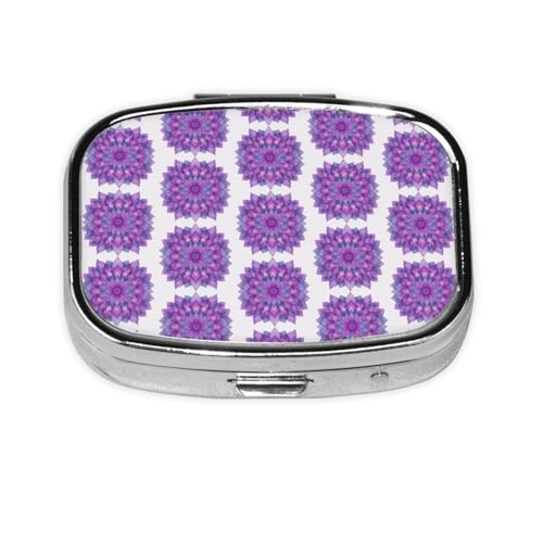 Stained Glass Purple Mandala Pill Box for Pocket Portable 2 Compartments Pill Organizer
