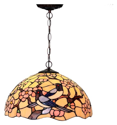 Lustre en verre taché de 16 pouces et suspension plafonnier Pie pour chambre