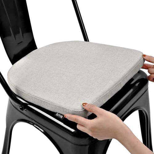Image of BUYUE Friendly Woven Fabric 14x14 Magnetic Cushion for Metal Chair 1 Piece, Enhanced Anti-Slip Seat Pad for Dining Kitchen Cafe Stackable Chair (U-Shape, Light Grey, 1 Count)