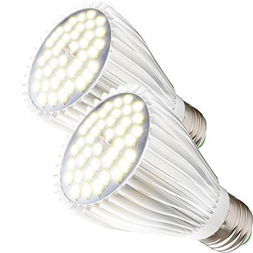 MILYN Lampada a LED per piante, confezione da 2 pezzi, 30 W, luce bianca diurna, spettro completo, E27, lampada a LED per coltivazione di serra, giardini interni, piante da interno, piante idroponiche