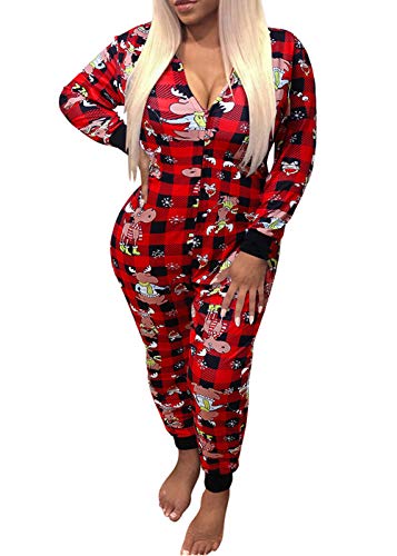 Vnvne Women'S One Piece Onsie Print Sleepwear Ugly Christmas Pajamas Jumpsuit Rompers Clubwear Nightwear cover