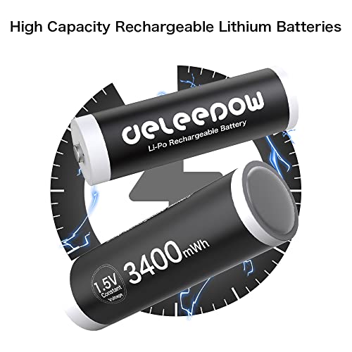 Deleepow Rechargeable Aa Lithium Batteries With Aa/Aaa Individual Fast Rechargeable Battery Charger Lcd Screen, 3400Mwh High Capacity 1.5V, 1500 Times Rechargeable Batteries (8 Pack) #TOP1