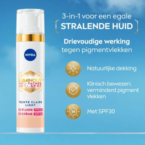 NIVEA Luminous 630 CC Anti-Fleckenfluid FPS30 Claire Teint (1 x 40 ml), CC Cream Unified Teint, Foundation deckt Unvollkommenheiten ab… – Ansicht 3