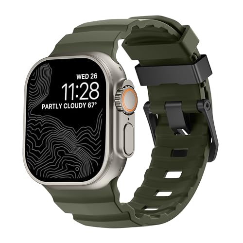 Bracelet sport Apple Watch silicone orange boucle métal 45mm 49mm