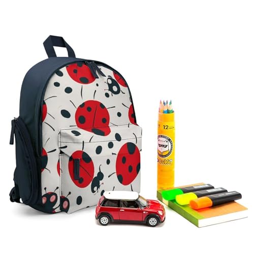 Red Black Spotted Ladybug Backpack for Men Women, Durable Small Bookbag Lightweight Daypack for Travel, Hiking, Blue-style3
