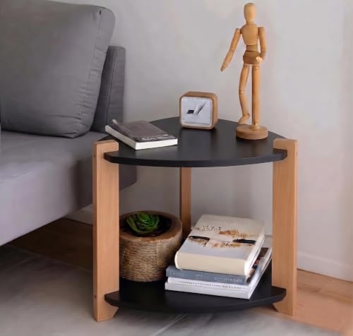 Image of Modern Triangle Side Table, Home Decor for Living Room, Bed Side Tables for Bed Room, stools for Home, Furniture for Home, 2-Tier White Shelves