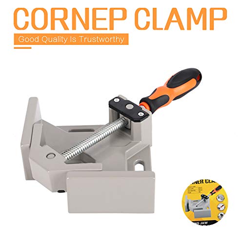 Single Handle 90° Aluminum Alloy Corner Clamp,Woodworking Photo Frame Vise Welding Clamp Right Angle Clip Clamp Tool Holder With Adjustable Swing Jaw - Silver Gray #TOP4