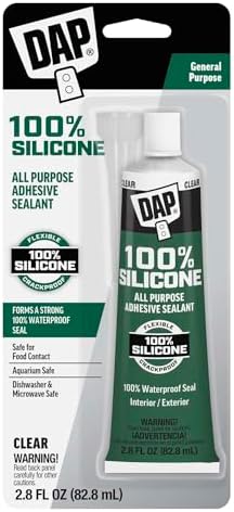 DAP All Purpose 100% Silicone Adhesive Sealant, Clear, 2.8 oz (7079800755)