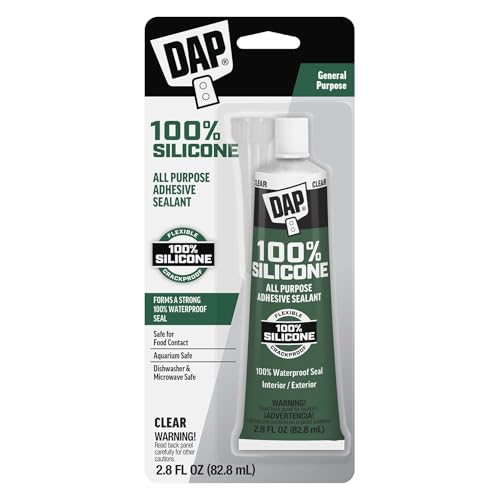 DAP All Purpose 100% Silicone Adhesive Sealant, Clear, 2.8 oz (7079800755)