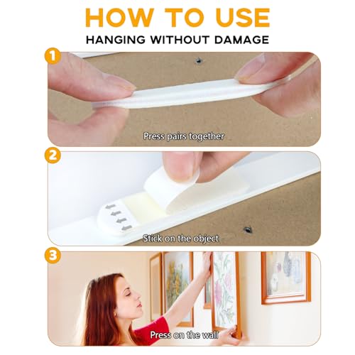 Image of Picture Hanging Strips Heavy Duty, 24 Pairs(48 Strips) Wall Hanging Strips, Wall Hangers Without Nails, Damage Free Hanging Strips, Frame Hanging Strips, Picture Poster Hanger(M)
