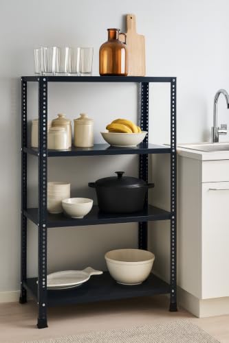 Image of SPACIOUS Slotted Angle Rack 12 x 36 x 58 Inches | Heavy Duty Multipurpose Steel Storage Rack | Fine Finish DA Grey Painted Rack for Home, Office, Shop & Warehouse (Grey, 4 Shelves)