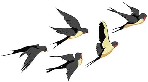 Miniatura 4 de Winhappyhome Pegatina de pared con patrón de golondrinas voladoras para sala de estar, habitación de niños, jardín de infantes decoración de pared