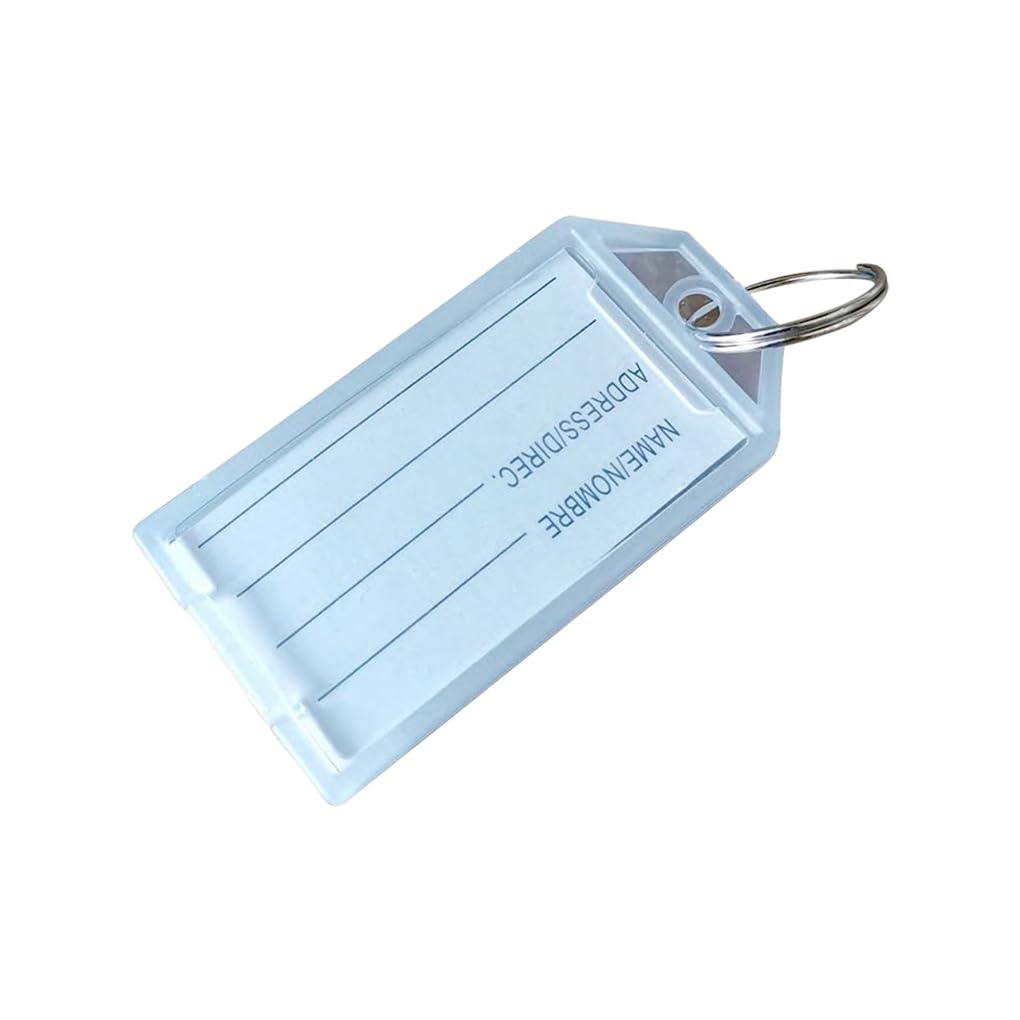AMSLSIU Keychain Name Tag Luggage Card Keyring Outdoor Travel Split Key Chain Classification Holder Label Handbag Tote Suitcase, White