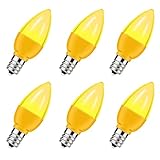 Yellow LED Light Bulb, Candelabra E12 Base LED Yellow Bulb, 1W(10W Equivalent) C7 S6 Small Yellow Li