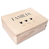 Creative DECO Caja de Regalo con tu Texto Personalizado - Nombres de Miembros de la Familia | Caja Madera de Recuerdos Personalizada | para Mujeres, Hombres y Parejas | Impresión | Personalizadas