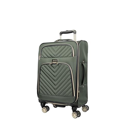 Image of Kenneth Cole REACTION Chelsea 2-Piece Bundle - 20 inch Chevron Expandable 8-Wheel Carry-On Suitcase & Matching 15 inch Laptop Backpack, Olive