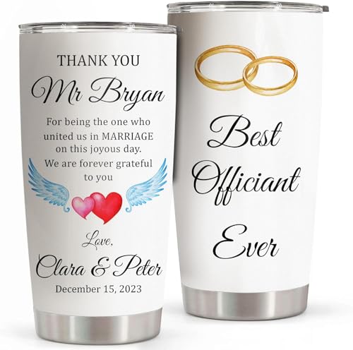 Halenzida17 Personalized Wedding Officiant Gift 20oz Stainless Steel Tumbler –