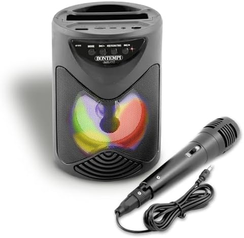 LEXIBOOK - La Voce - Microfono Karaoke Wireless Con Altoparlante Bluetooth Integrato Con Effetti Di Luce E Funzione Di Cambio Voce Lexmic260tv