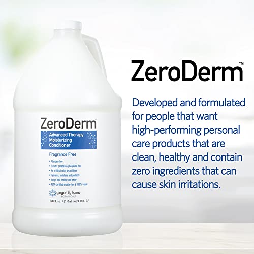 Ginger Lily Farms Botanicals Zeroderm Advanced Therapy Moisturizing Conditioner For All Hair Types, 100% Vegan, Cruelty And Fragrance Free, 1 Gallon Refill, White, Unscented, 128 Fl Oz #TOP4