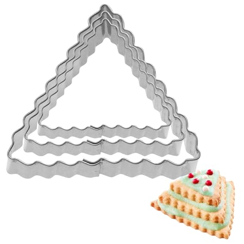 Westmark Lot de 3 emporte-pièces triangulaires ondulés en Acier Inoxydable Argenté 4 cm 5 cm 6 cm 12 x 12 x 2 cm