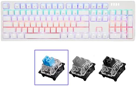 ABKO K515 RGB Gaming Quick Swap Switch Mechanical Keyboard (English/Korean Keycaps) (White, Blue Switch)