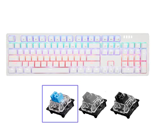 Abko K515 Rgb Gaming Quick Swap Switch Mechanical Keyboard (English/Korean Keycaps) (White, Blue Switch) #TOP3