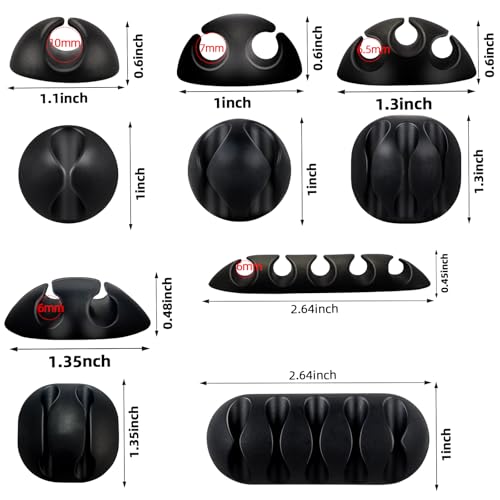 Organizador Adhesivo para Cables, 16 unidades, sujetadores negros para cables de escritorio, debajo de computadora, clips resistentes para gestión de cables en oficina en casa, TV, auto, mouse y mesita de noche miniatura 2