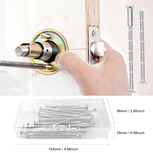 36pcs Door Handle Fixing Screws and Sleeves M3,M4 Nickel Universal Plated Connecting Bolts Sleeves, Adjustable Bolt Length, for Fixing Door Handles Keyholes Hollow Cabinets Drawers Escutcheons (60mm) - Image 5
