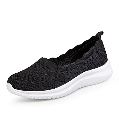 Dames Sneakers Casual Sport Schoenen Non-slip Running Fitness Walking Wandelschoenen,Zwart,39EU