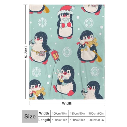 Couverture polaire dessin animé pingouin cadeau idéal lit canapé 150x200cm - 3